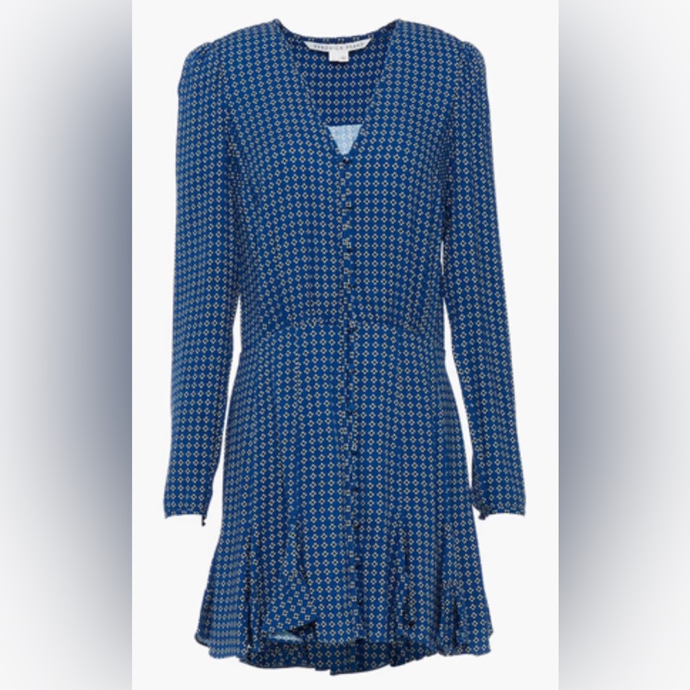 Veronica Beard Blue Geometric Long Sleeve Dress